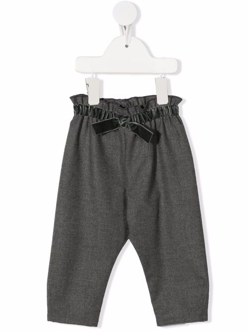 Bow-detail elasticated trousers - Grey