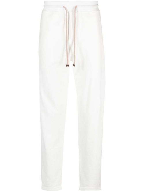 Tapered cotton drawstring trousers - White
