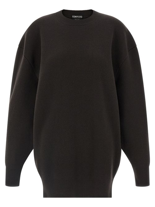 Sculptural Double Face Sweater — Brown