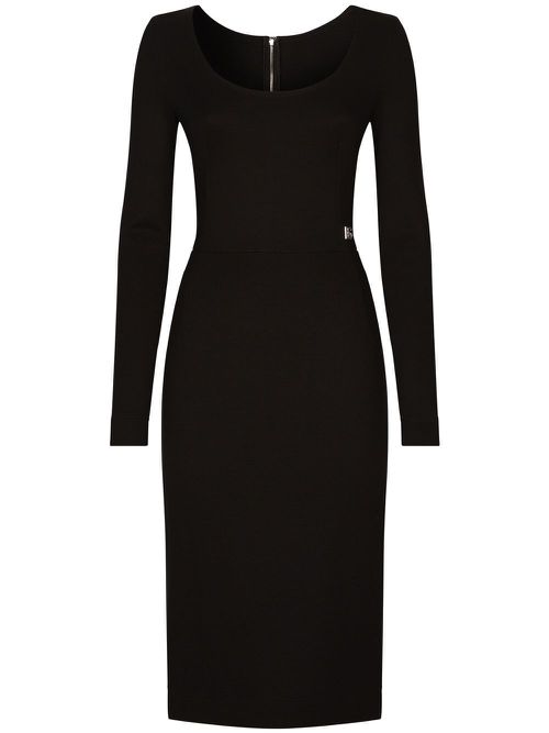Logo plaque-detail midi dress - Black