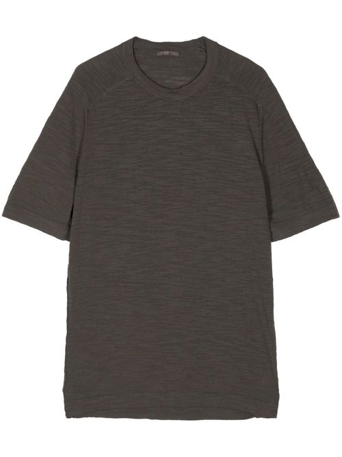 Round-neck cotton-blend T-shirt - Grey