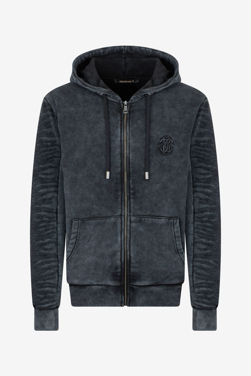 Black Washed Hoodie With Monogram Rc