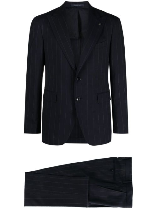 Pinstriped single-breasted suit - Blue