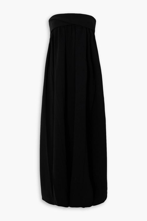 Strapless draped crepe maxi dress