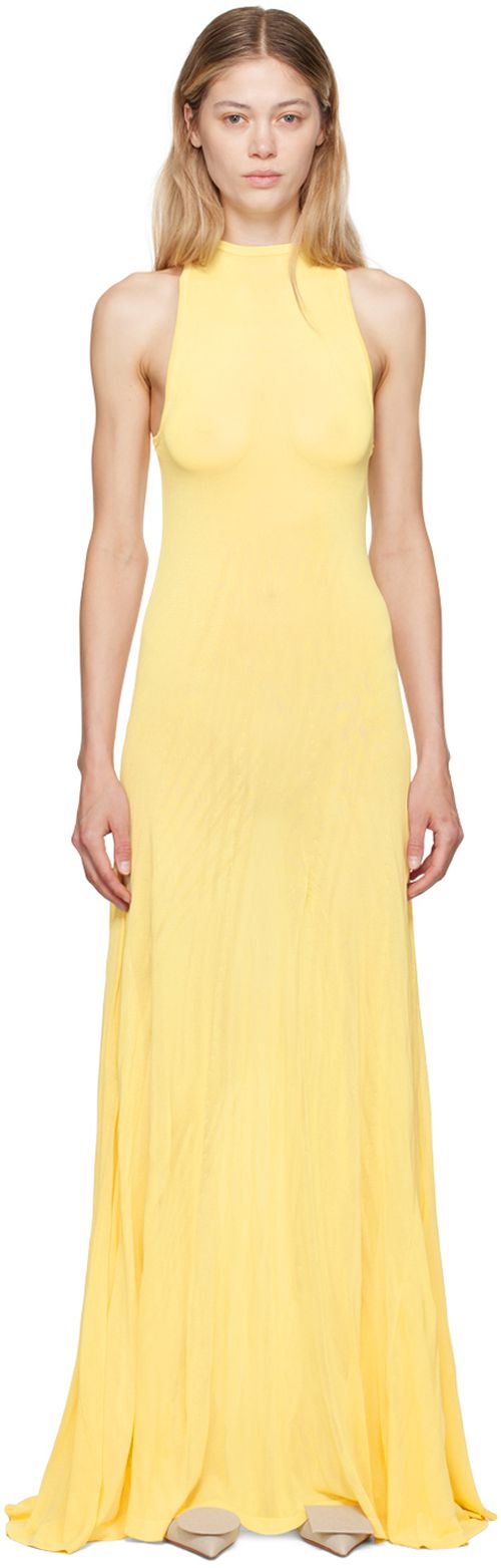 JACQUEMUS Yellow 'La robe maille Sculta' Maxi Dress