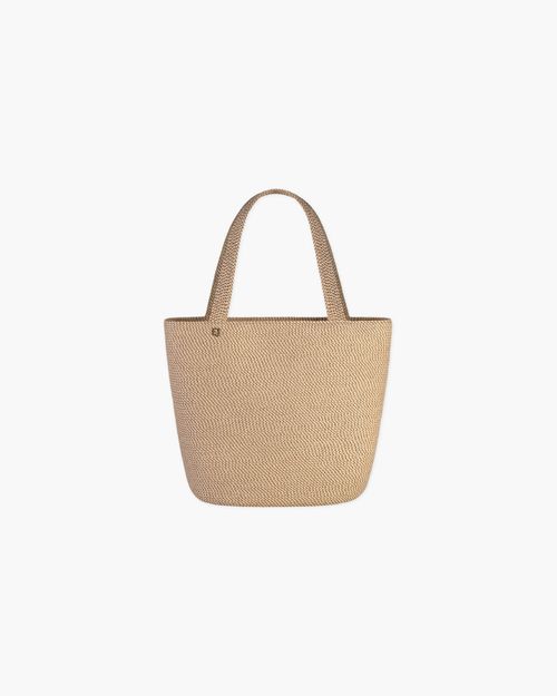 Squishee Tote II - OriginalPeanut, Man-Made Raffia Material, Top Zip Closure, Interior Pockets