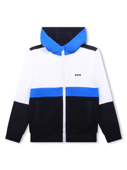 Logo-print zip-up hoodie - Blue