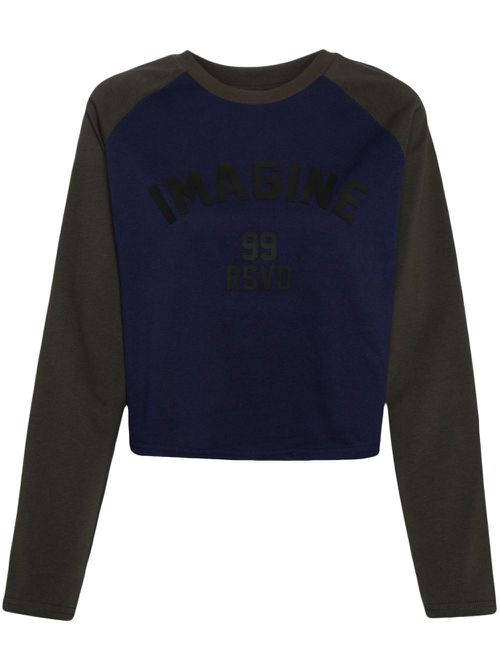 Slogan-printed raglan-sleeved T-shirt - Blue