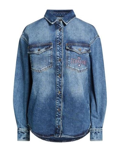 Woman Denim shirt Blue Size 2 Cotton, Elastane