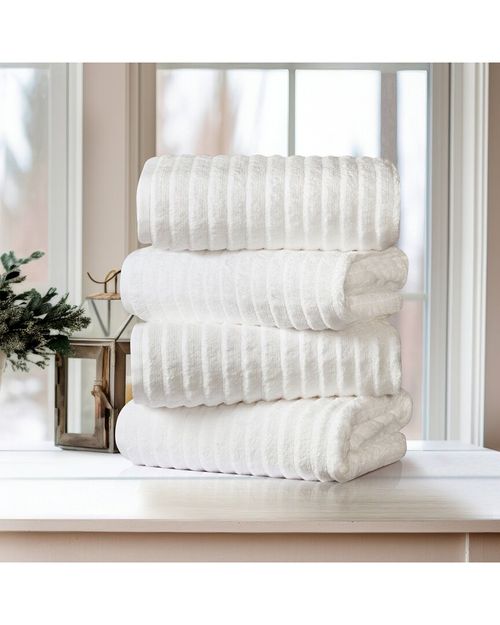 4-Pack Ribbed Egyptian Cotton Bath Towel Set
