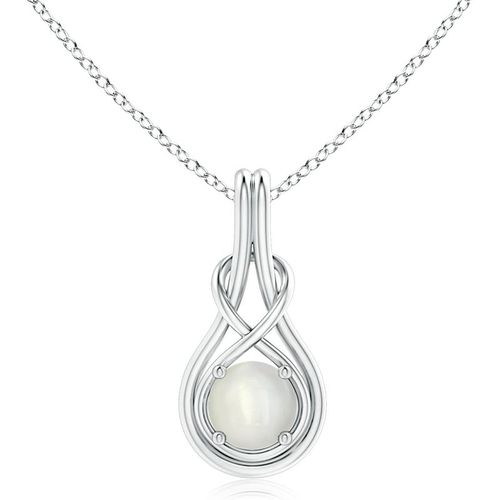 Angara 0.8 Carat Round Moonstone Solitaire Infinity Knot Pendant in Silver