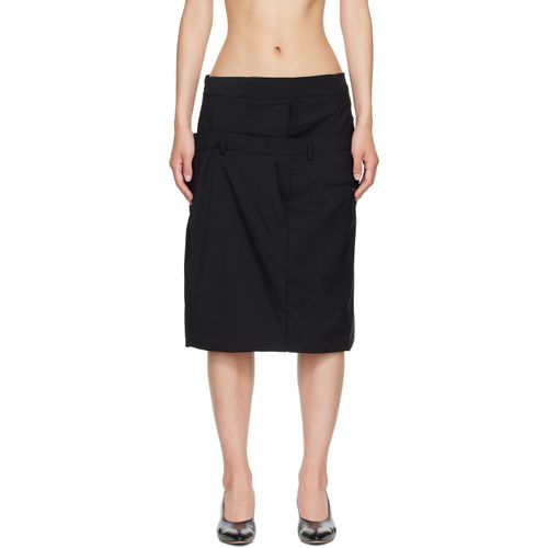 Black ISO Layered Midi Skirt