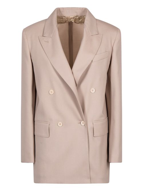Double-Breasted Wool Blend Blazer