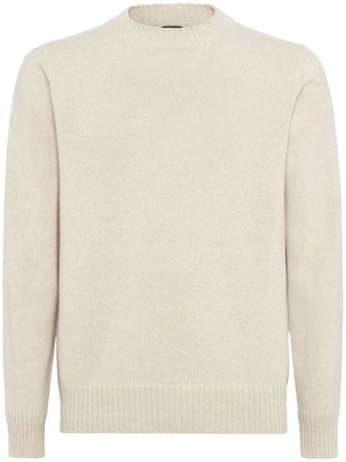 Crew neck cashmere jumper - Neutrals