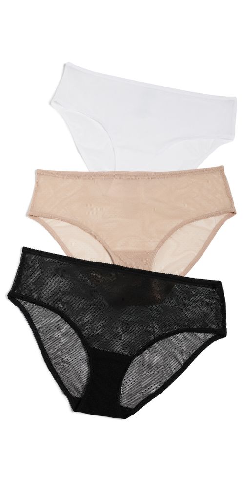 Jolie Lacy Hipster Panties 3 Pack Black/White/Nylon