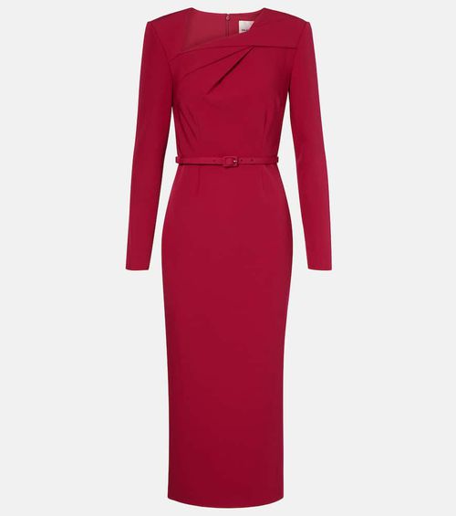 Belted crêpe midi dress