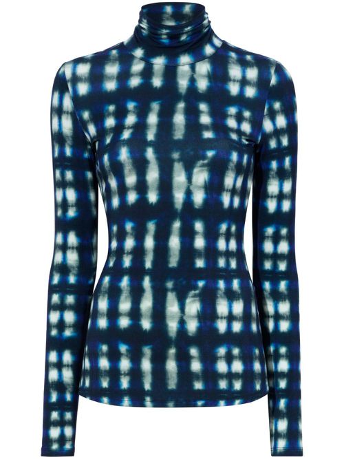 Tie dye-print high-neck T-shirt - Blue