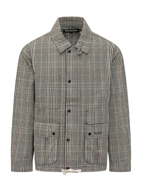 Beige Checks Shirt Collar Jacket