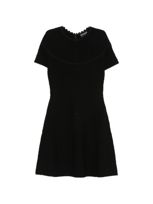 Scallop-Edge Textured Dress — Black