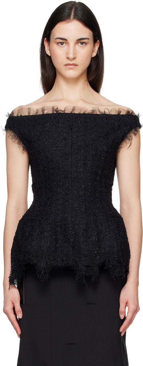 Black Vendome Tweed Top