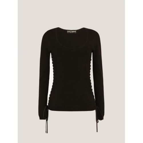 Lace-up fitted jumper - Black