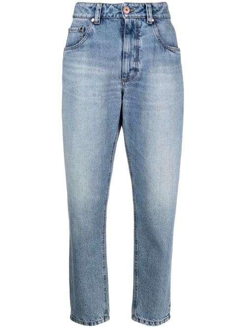 Distressed-effect denim jeans - Blue