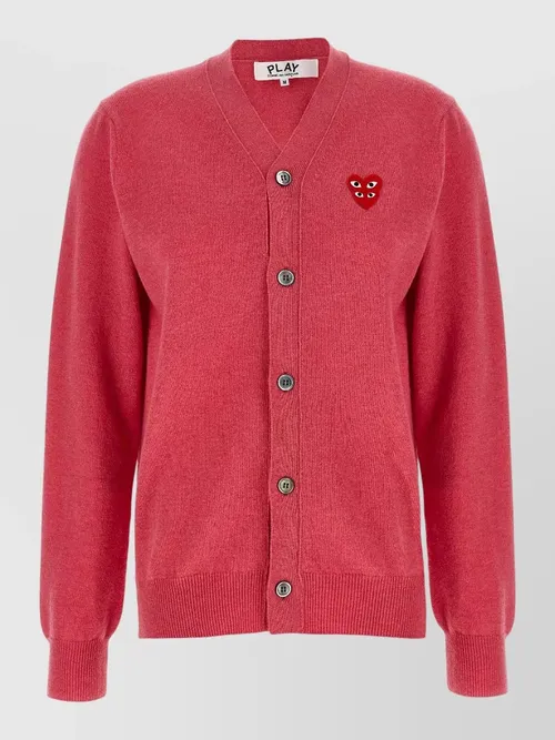 Comme des Garçons Play - twin emblem v neck knit cardigan