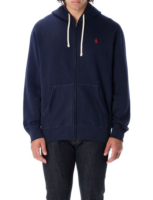Men's Zip Hoodie with Adjustable Drawstring Hood - Size L