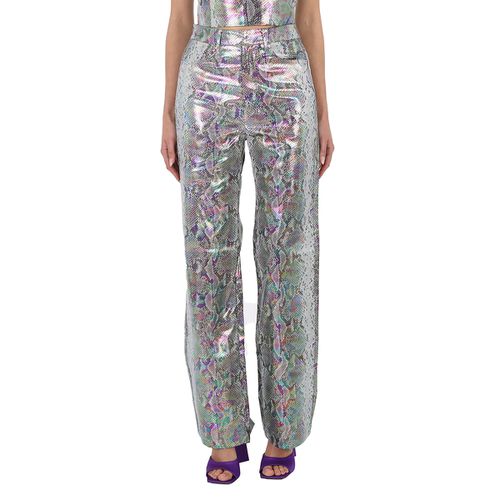 Spiced Plum Comb Snake Print Straight Pants