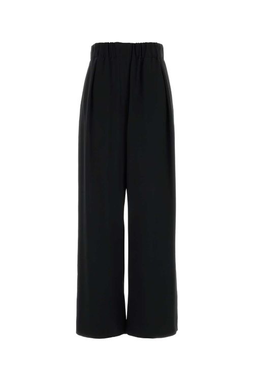 Crepe Wide-Leg Trouser — Black