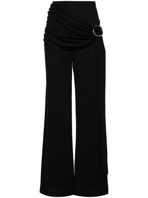 Wraparound-design palazzo pants - Black