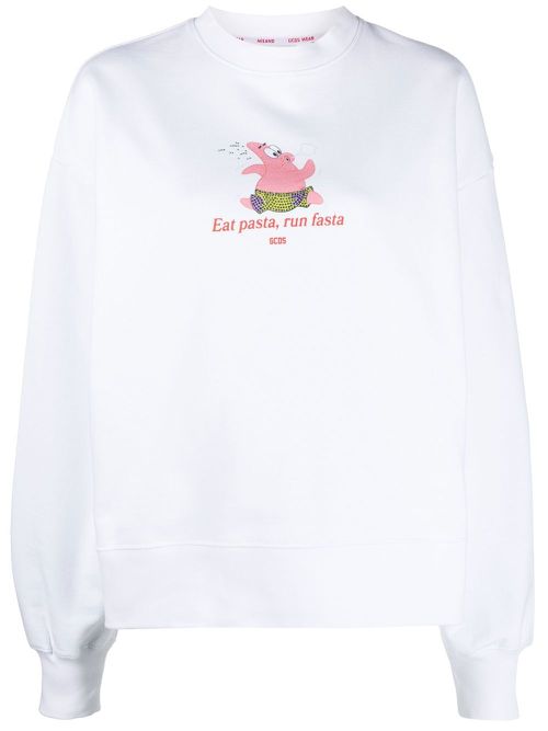 Graphic-print cotton sweatshirt - White