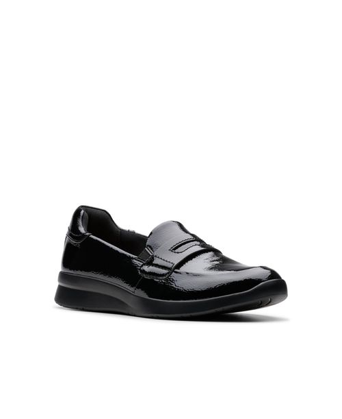Women's Collection Ellowyn Penny Shoes - Black Crinkle Patent Synthetic