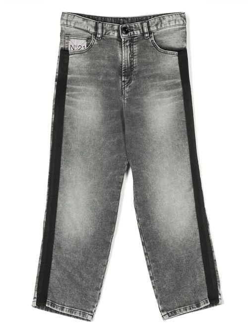 Logo-appliqué straight-leg jeans - Grey