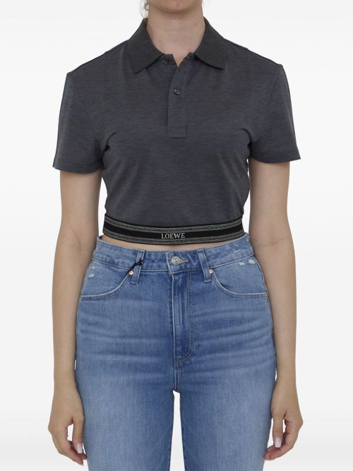 Cropped polo shirt - Grey