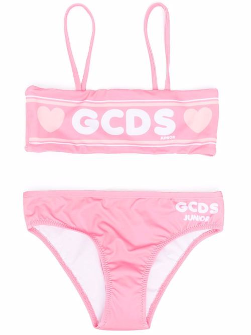 Heart-print two-piece bikini - Pink