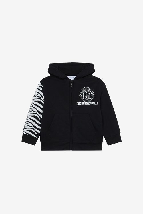 Black Sweatshirt With Zebra Print And Monogram Rc - Male Boys (4