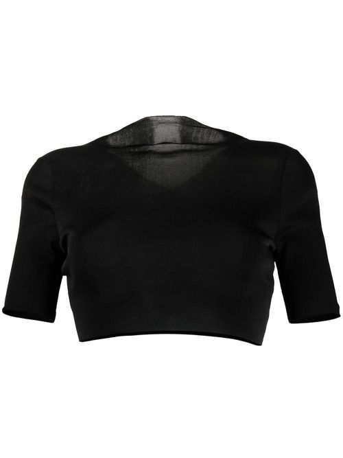 Cropped short-sleeve top - Black