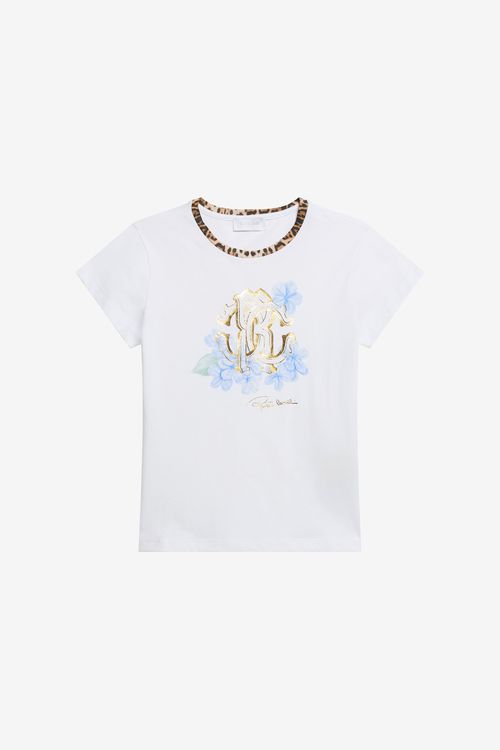 T-shirt With Rc Floral Logo And Leopard Detail