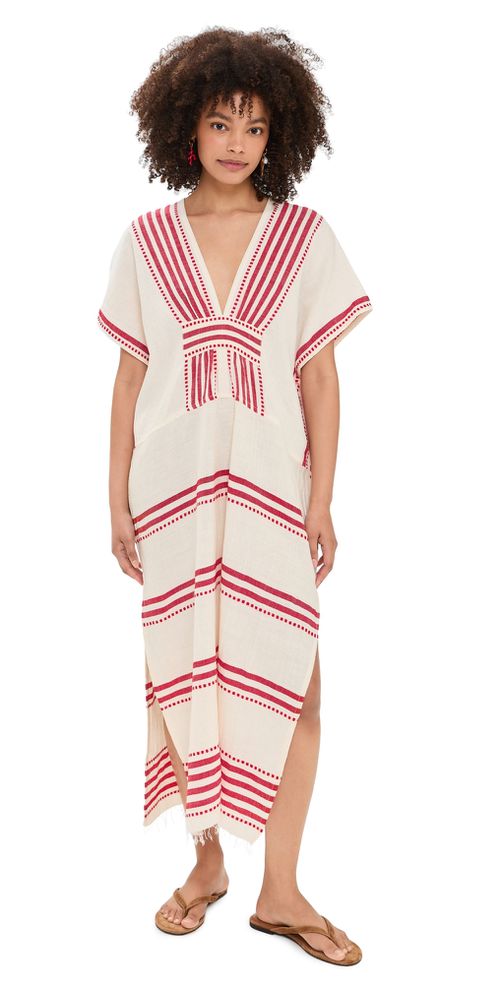 Gasira V Neck Caftan Eshe Red