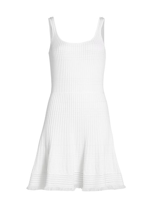 Women's Ayan Fringe-Trim Rib-Knit Minidress - White