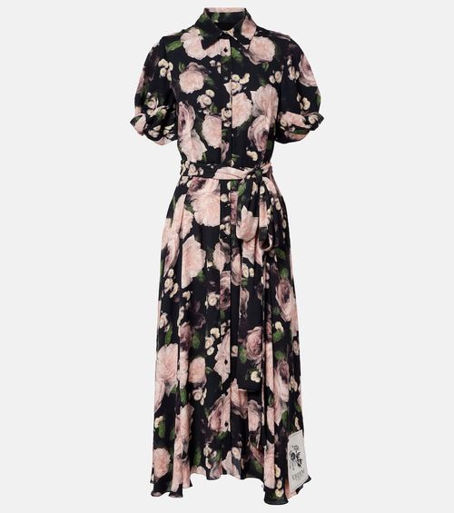 Floral belted shirt dress