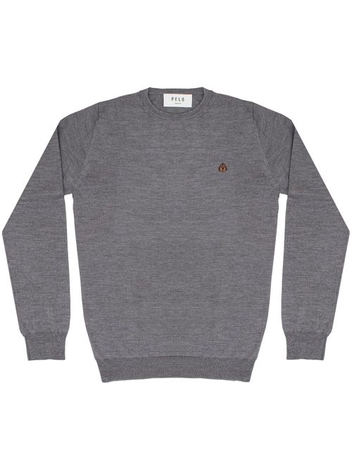 Dog-appliqué jumper - Grey