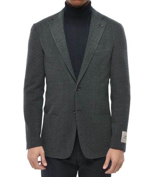 Dark Green Notched Lapel Blazer