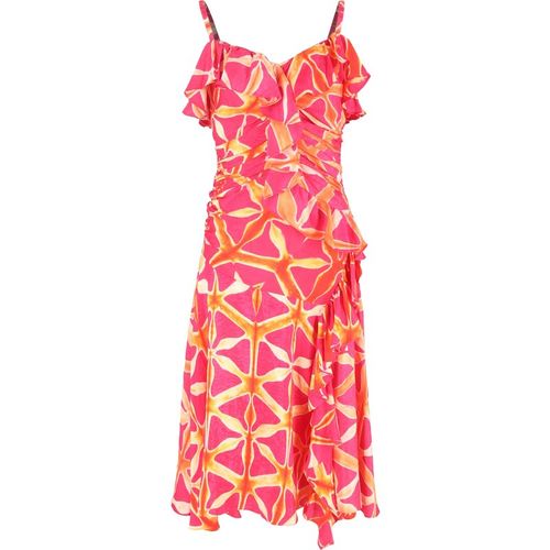 Ulla Johnson Pre-owned Womens Zoya Ruffled Printed Dress in Red Silk Satin - Sma