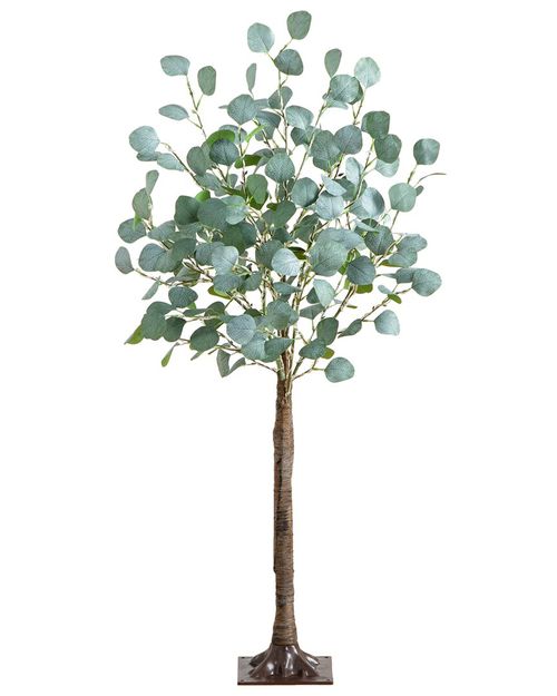Nearly Natural 4ft Lighted Artificial Eucalyptus Tree with 240 Warm White LED  Lights