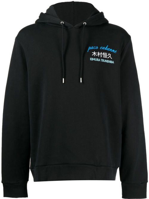 X Kimura Tsunehisa world-print hoodie - Black