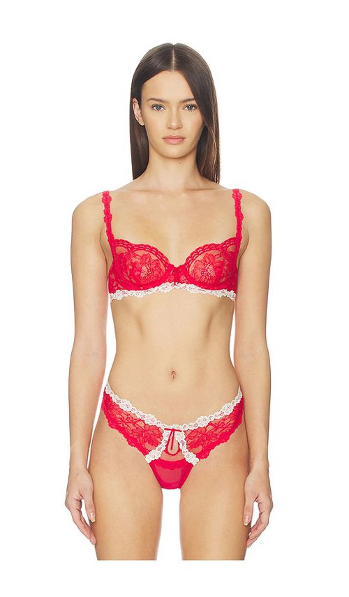 For Love & Lemons Fiona Lace Underwire Bra in Red,White. - M also in L, S, XL