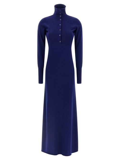 Cashmere Ribbed Polo Dress — Blue