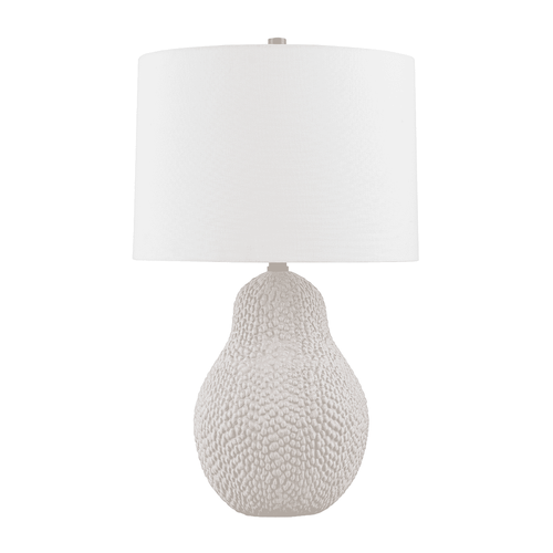 Patina Brass Ceramic Satin White Gold One Light Table Lamp from the Crater Collection